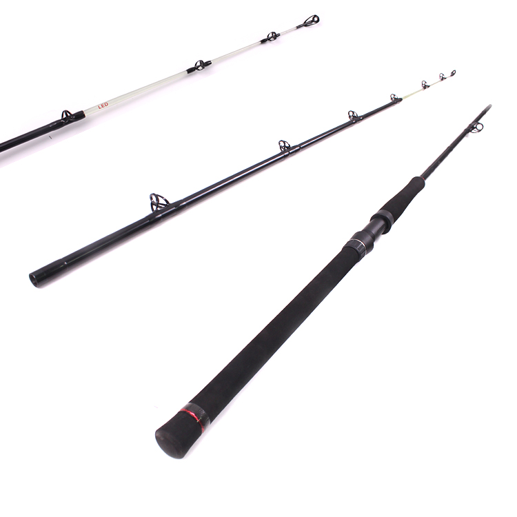 CFR007  2 sections LED solid tip carbon material fishing rod catfish