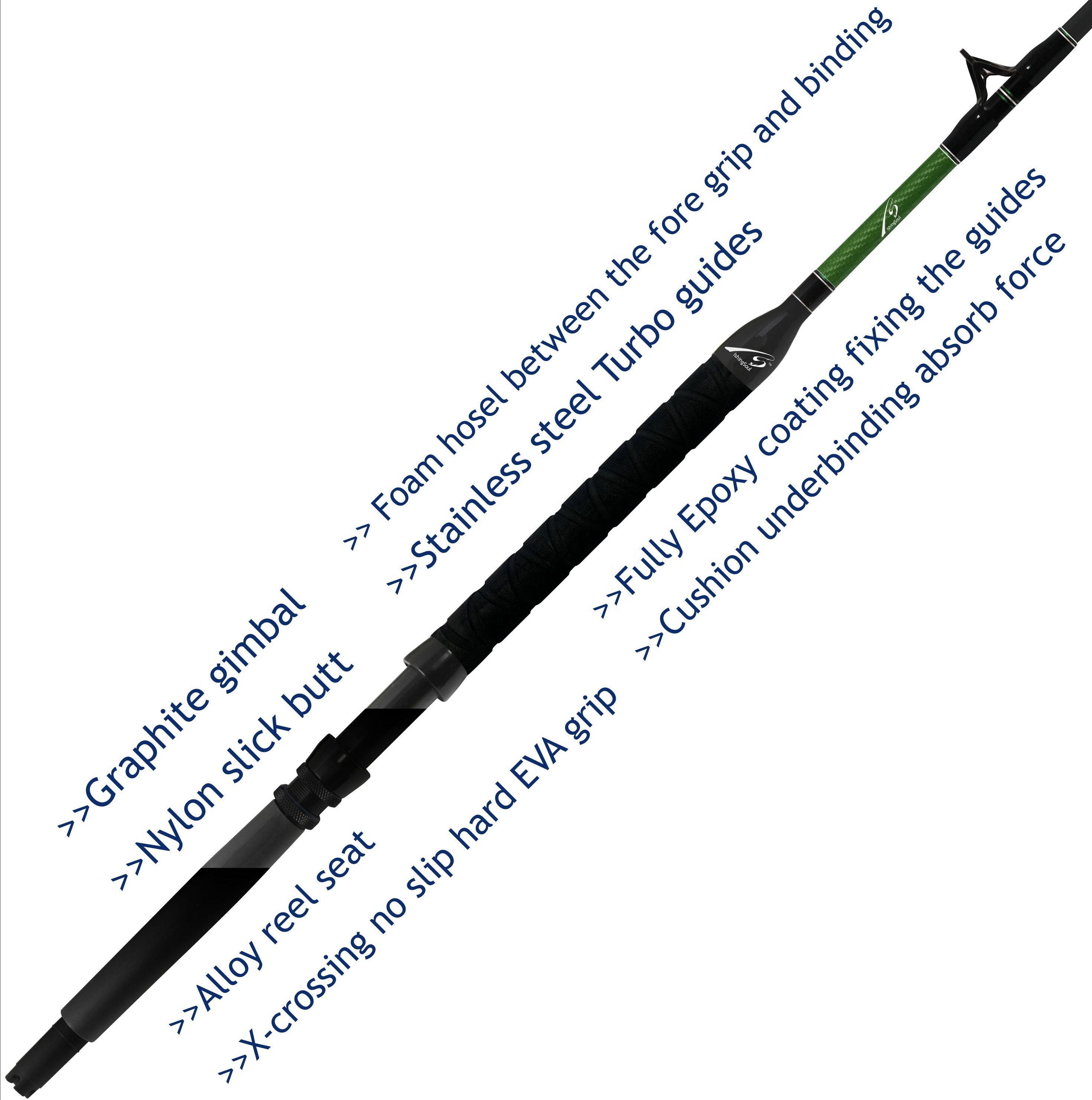 GM318  Game Boat trolling carbon fishing pole rod